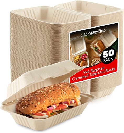 Clamshell Take Out Food Containers 9" x 6" (50 Pack) 1-Compartment ...