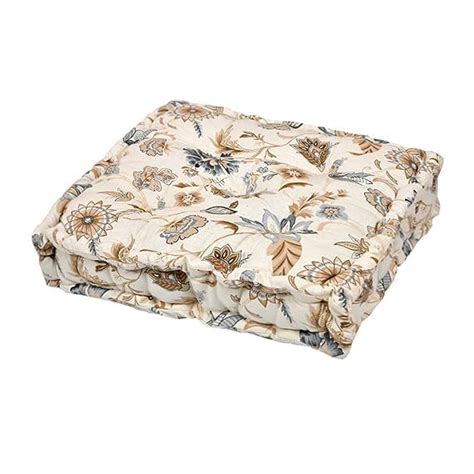 H Homes Decorative Chair Pads 40x40x6 cm | White Floral Print | Cotton ...