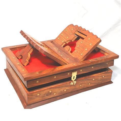 Santarms Handmade Sheesham Wood Holy Book Box With Wooden Rehal ...