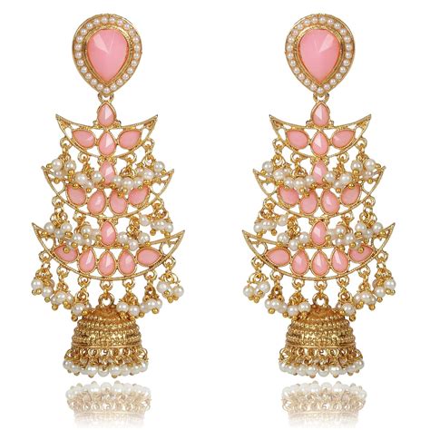 Shining Diva Fashion Latest Stylish Traditional Gold Plated Metal Pink ...