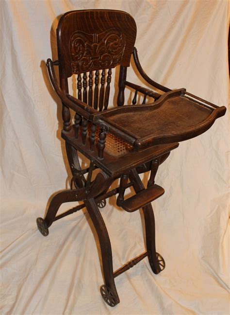 Bargain John's Antiques | Antique Oak Folding Up and Down Child's High ...