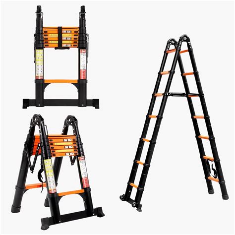 BOWEITI 14.5FT A Frame Telescoping Ladder, Aluminum Extension Ladder ...