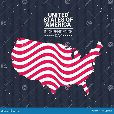 Map with USA flag stock vector. Illustration of independence - 219981610