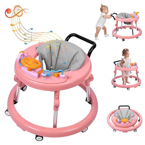 Baby Walkers For Girls 5-Height Adjustable Baby Walker With 360° Swivel ...