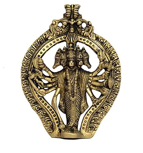 Buy Sudrik Brass Panchmukhi (Five Face) Hanuman Standing Idol Murti ...