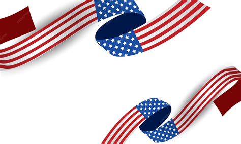 American flag ribbons vector illustration with american symbols ...