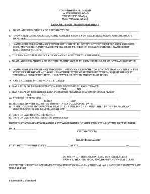 Fillable Online plumsted Landlord Registration Statement - Plumsted ...