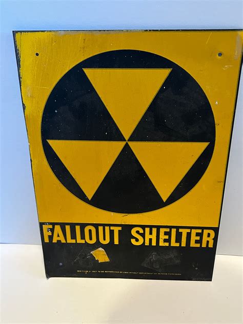 Original 1950s Cold War Metal Fallout Shelter Sign #4388 | Auctionninja.com