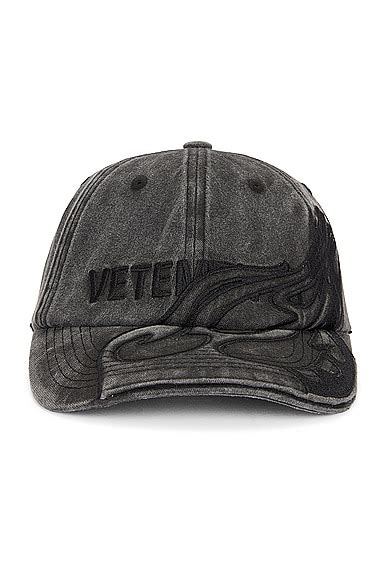 VETEMENTS Flame Logo Cap in Washed Black | FWRD