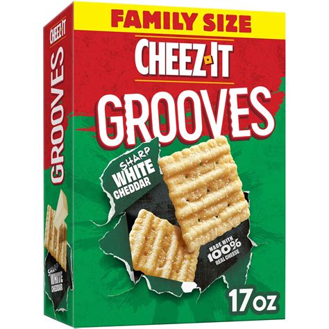 Cheez-It Grooves Sharp White Cheddar, 17oz, Crunchy Crackers - Walmart.com