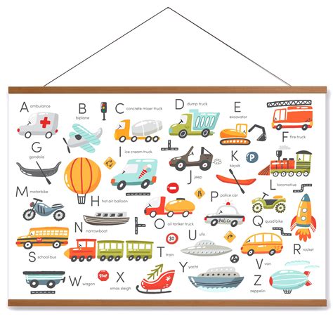 Things That Go Alphabet Poster For Toddlers And Kids 36x24 | Desertcart ...