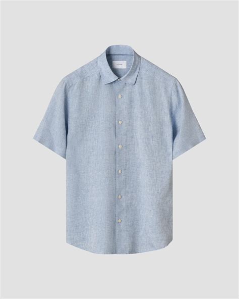 Light blue Solid Linen Shirt - Eton