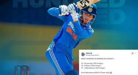 "GOAT of Team India" - Fans react after Smriti Mandhana slams 11th ODI ...