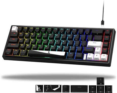 XVX V-K66 60% Teclado Mecânico para Jogos com LED retroiluminado e ...