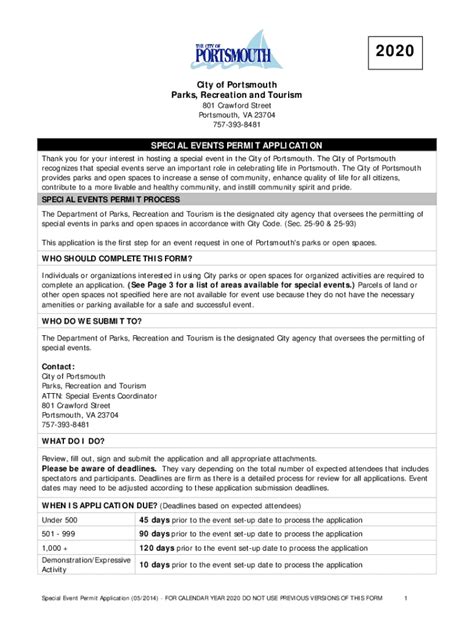 2020 Form VA Special Events Permit Application - City of Portsmouth ...