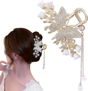 MANODHRUVA Big Korean Style Butterfly Tassel Hair Clips Hair Claw Price ...