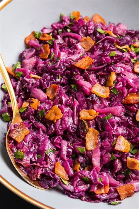 Braised Red Cabbage with Apple, Bacon, and Shallots Recipe