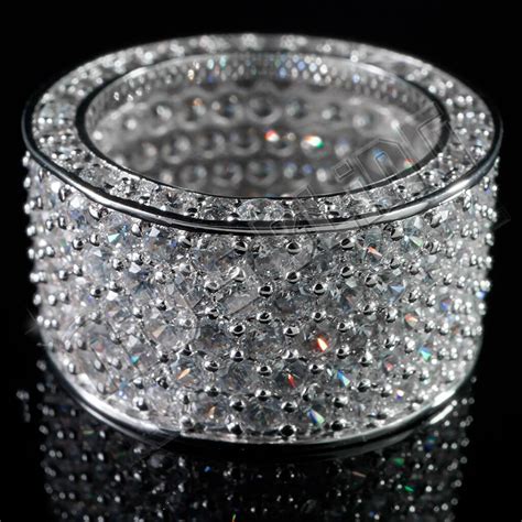 18K White Gold Iced Eternity Wedding Ring – Niv's Bling