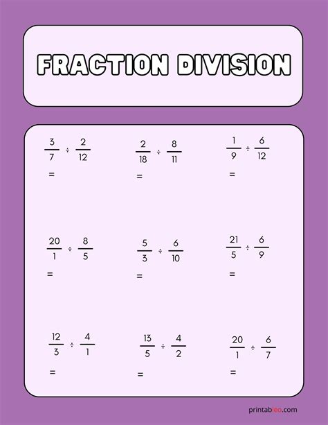 25+ Fraction Division Worksheet - Printableo.Com