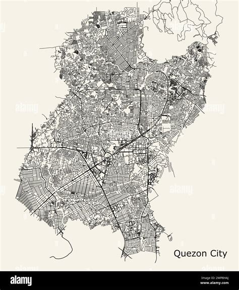 Quezon city north philippines outline map