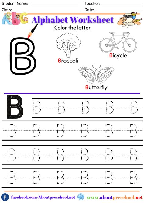 Letter B worksheet - About Preschool