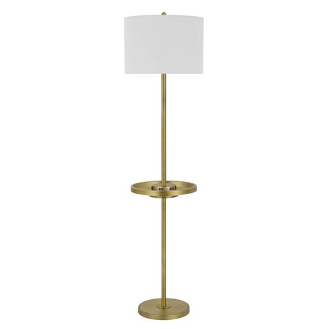 62 Inch Brass Floor Lamp, Tray, Dimmer, 2 USB Ports, Matte Gold ...