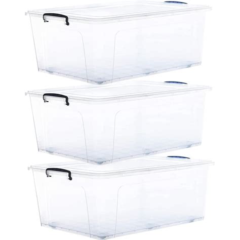 Superio Stackable Storage Bins with Wheels & Lids (3 Pack), 32 Qt with ...