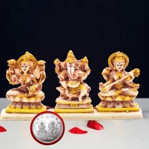 NOKTUS Marble Finish Laxmi Ganesh Saraswati Statue Set With Laxmi ...
