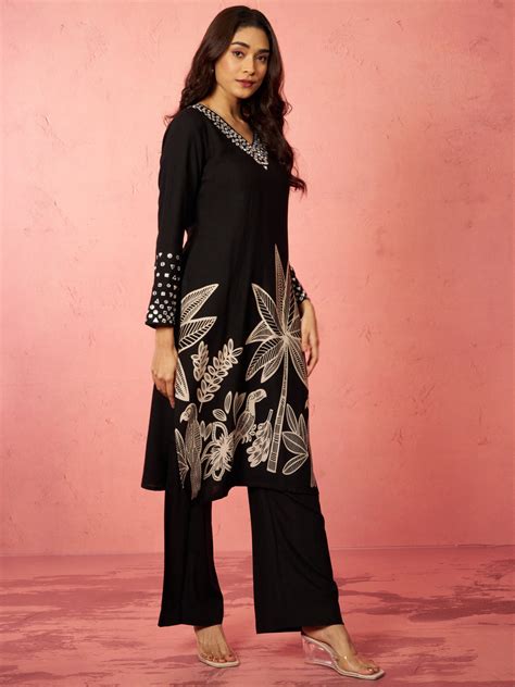 Black Mirror Kurta Flare Set Diwali | Vastramay – vastramay
