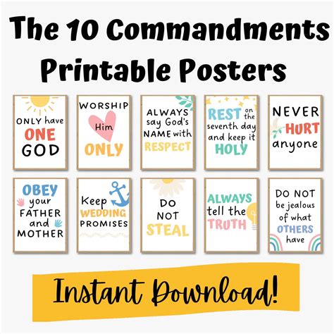 These Ten Commandments Wall Art Printable Posters is perfect for your ...