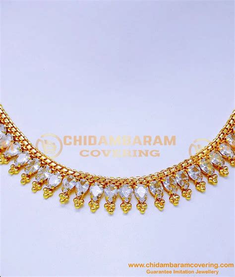 Buy Elegant Gold Plated White Stone Necklace for Wedding