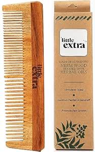 Buy Little Extra Neem Wood Comb for Hair - Handmade, Natural, Soaked in ...