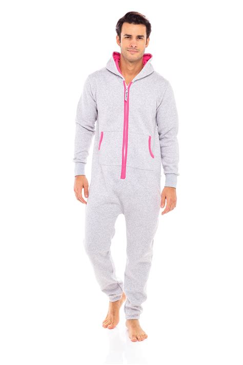 Men's Unisex Adult Onesie One Piece Non Footed Plain Pajama Playsuit ...