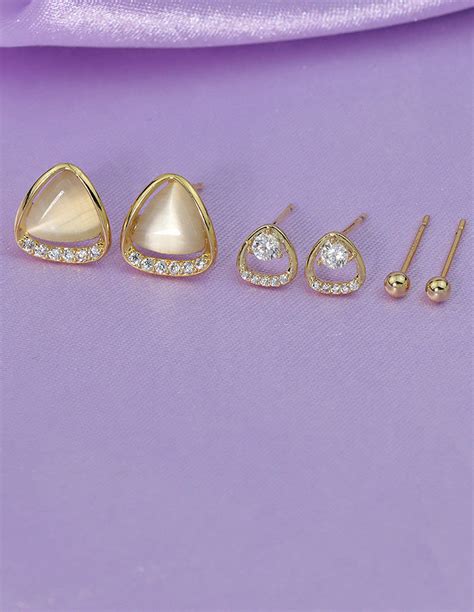 Designer Glam Triad Stud Earrings – Violet & Purple Designer Fashion ...