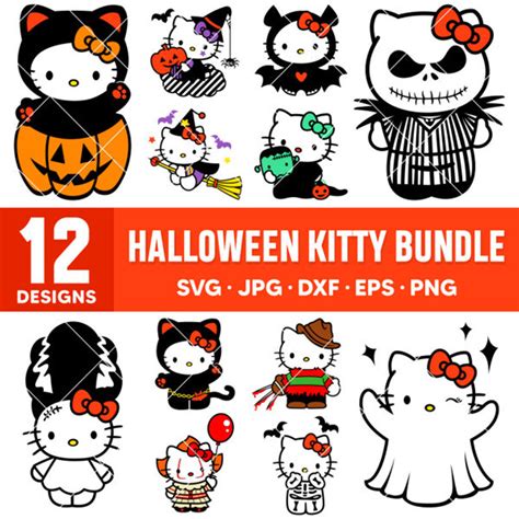 Hello Kitty Halloween Bundle SVG, Kitty Halloween SVG, Horro | Inspire ...