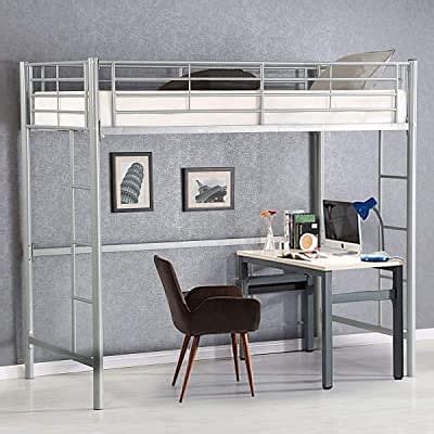 Buy Costzon Twin Metal Loft Bed, Metal Bunk Bed with Ladders Guard Rail ...