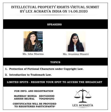 INTELLECTUAL PROPERTY RIGHTS VIRTUAL SUMMIT BY LEX ACHARYA INDIA ...