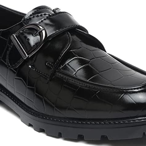 Buy MUTAQINOTI Men's Midnight Black Faux Leather Shoe Gothic Platform ...