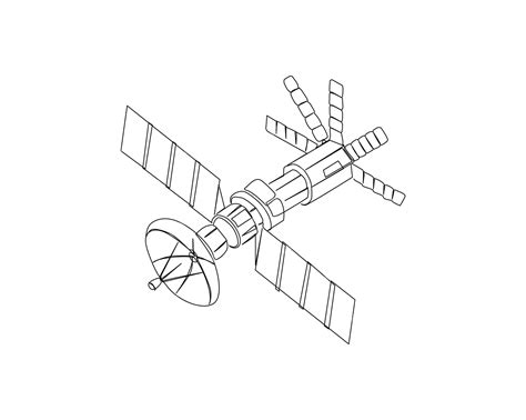 Premium Vector | Continuous one line drawing of Outer Space Satellite