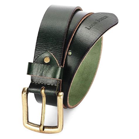 Buy LOUIS STITCH Men's Seaweed Green Italian Raw Leather Belt Premium ...