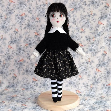 Buy Wednesday Addams Fabric Doll, Gothic Handmade Doll With Removable ...