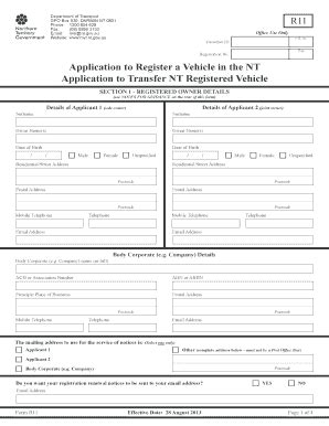Nt Rego Transfer Form - Fill Online, Printable, Fillable, Blank | pdfFiller