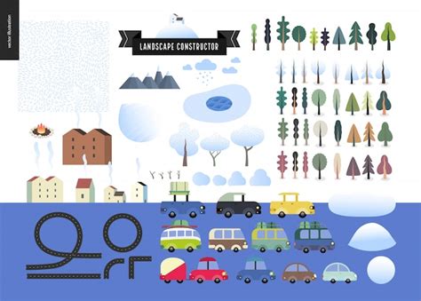 Winter landscape constructor | Premium Vector