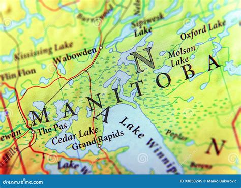 Geographic Map of Canada State Manitoba with Important Cities Stock Image - Image of towns ...