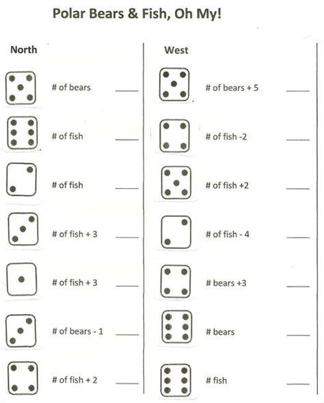 polar bear and fish dice game answer