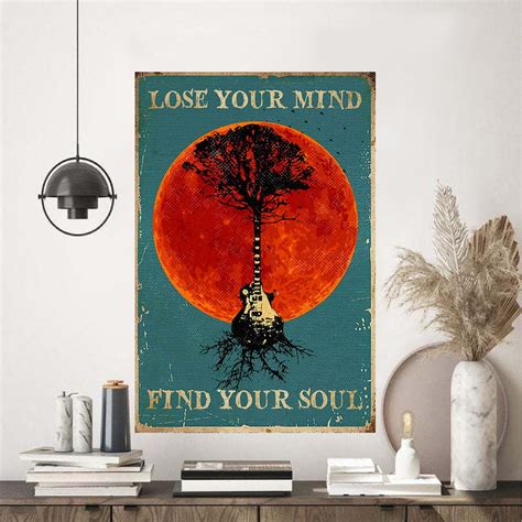 Moon And Guitar Lose Your Mind Find Your Soul Poster 24 x 36 Inch ...