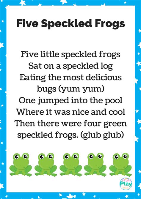 Today on Craft Play Learn we have the nursery rhyme Five Speckled Frogs ...