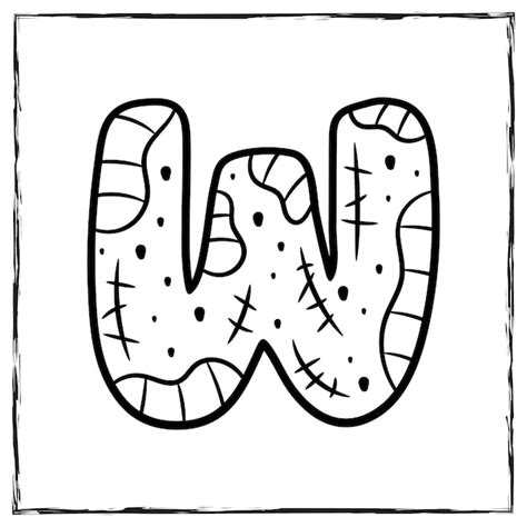 Halloween-englischer Alphabetbuchstabe W Zombie-Skizzenthema zum ...