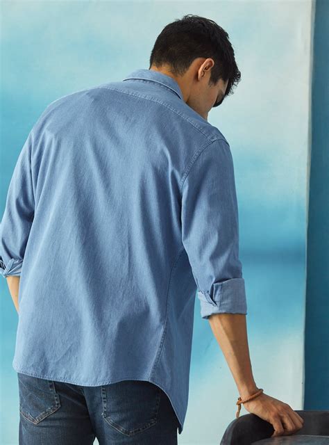 Buy Indigo Steel Shirt | Semi Casual Indigo Solid Shirts for Men Online ...