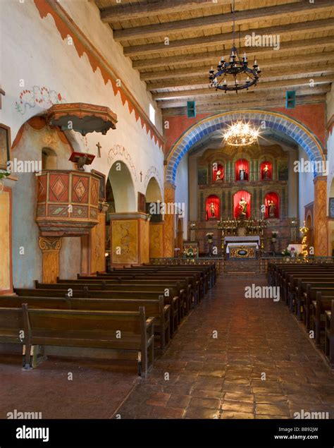 San Juan Bautista CA Old Mission San Juan Bautista 1797 interior view ...